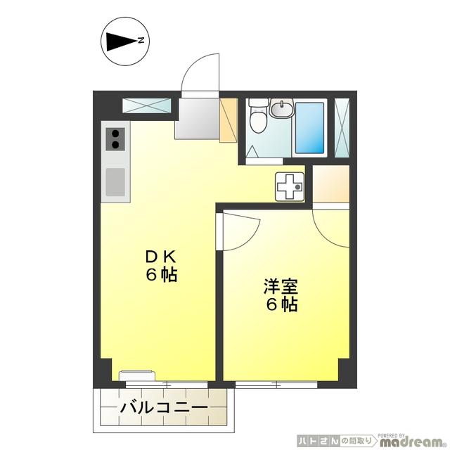 間取り図／独立した６帖です。