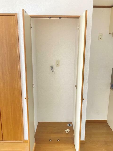 扉付きの室内洗濯機置場