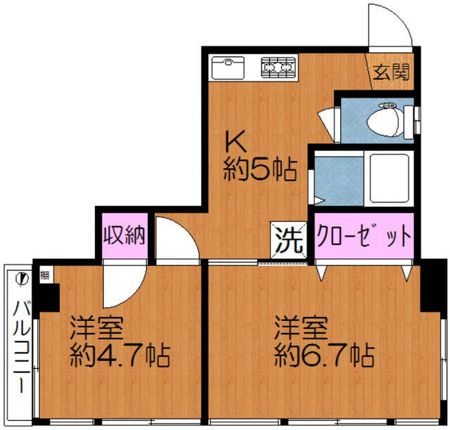 間取り図／２０２２年５月水回り交換、居室出入口変更し振分化。ＢＴ別各室