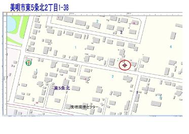 カーナビは、「美唄市東５条北２丁目１－３８」と入力してくださ