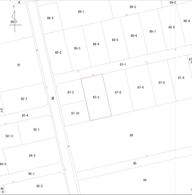 区画図／対象地は８７番３です。