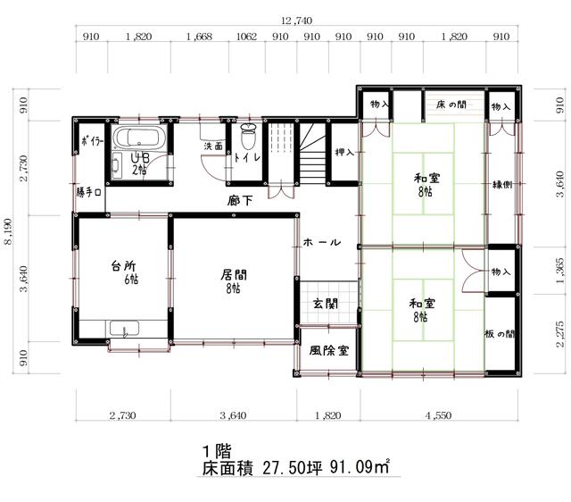 detached 秋田県山本郡三種町鹿渡字二本柳 地図を見る
