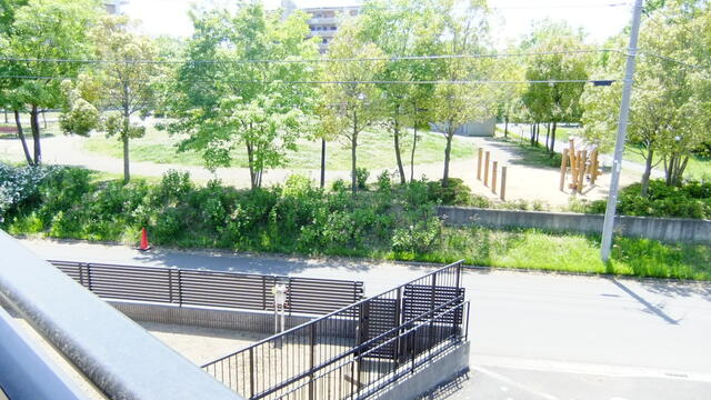 住戸からの眺望／ベランダから近隣の公園を見るから