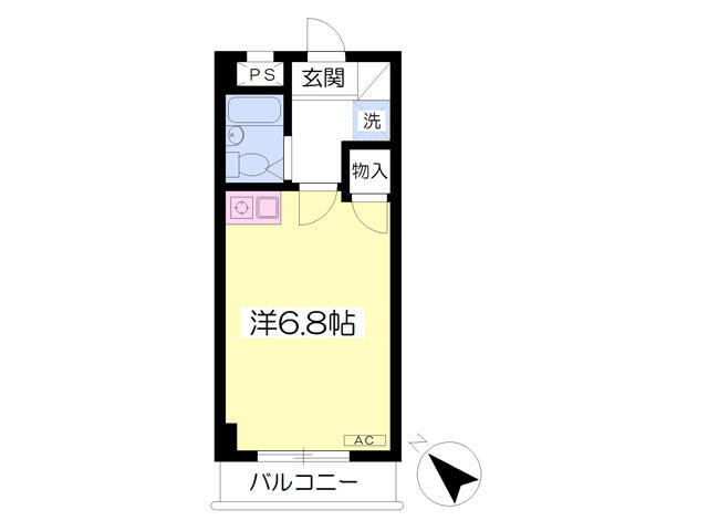 間取り図／20.1平米　洋室6.8帖のワンルーム！