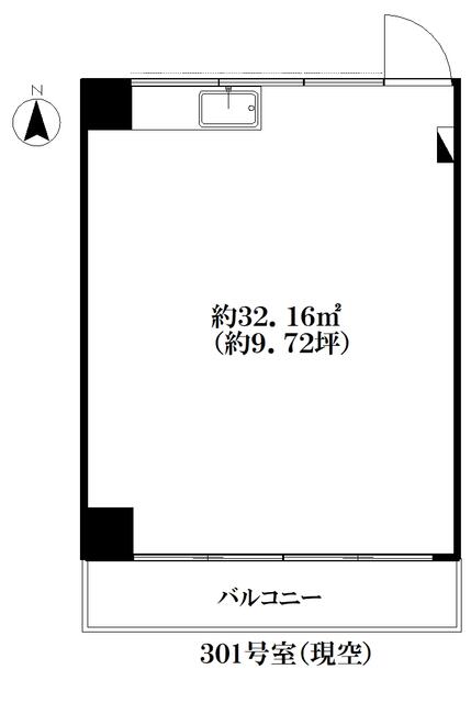間取り図／約９．７２坪（３２．１６㎡）の事務所