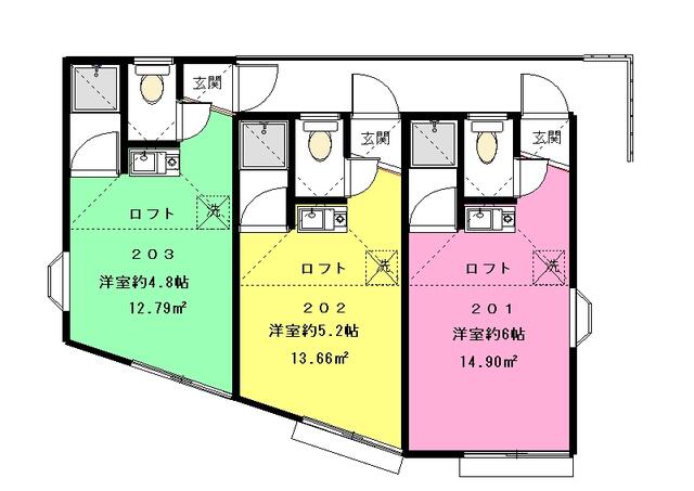 間取り図／２０３号室（角部屋）