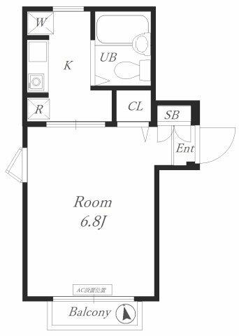 間取り図／食住分けて生活できる１Kタイプ