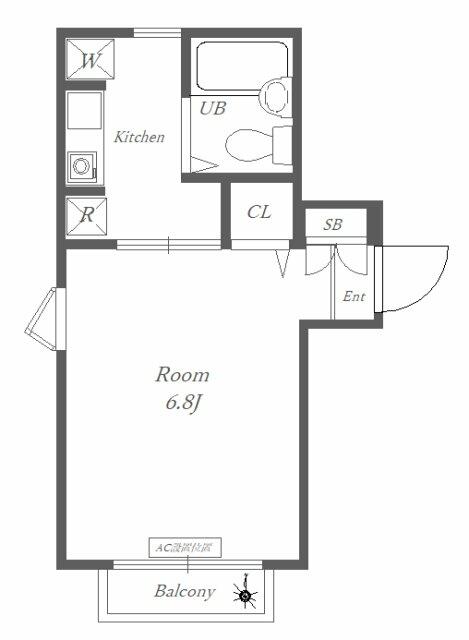 間取り図／食住分けて生活できる１Kタイプ