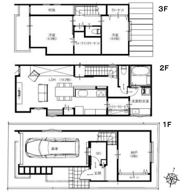 Ａ号棟５６８０万円間取図　２ＳＬＤＫ　Ｓは納戸表記ですが洋室