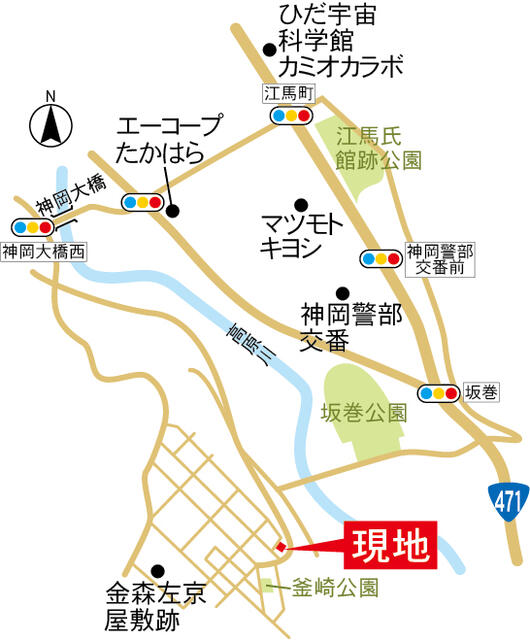 高原川を望める静かな環境です