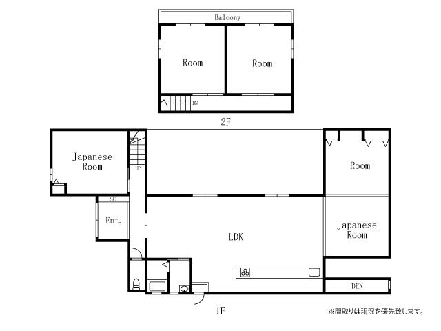 １階にはＬＤＫのほか和室と洋室を配置し、２階にも２部屋を備え