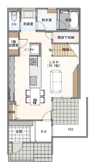 大開口の吹き抜けで明るく開放感たっぷりのＬＤＫが魅力です。リ