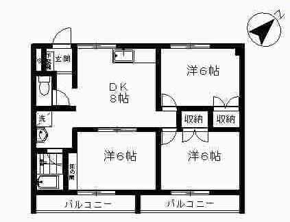 間取り図／６帖３部屋ある使いやすい間取