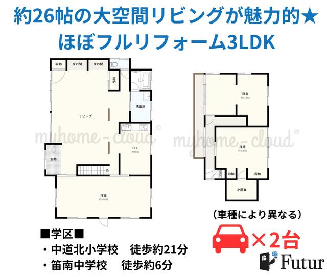 山梨県甲府市の一戸建て | 2700万円 | 3SLDK | 252.86m² | Akiyama house finder