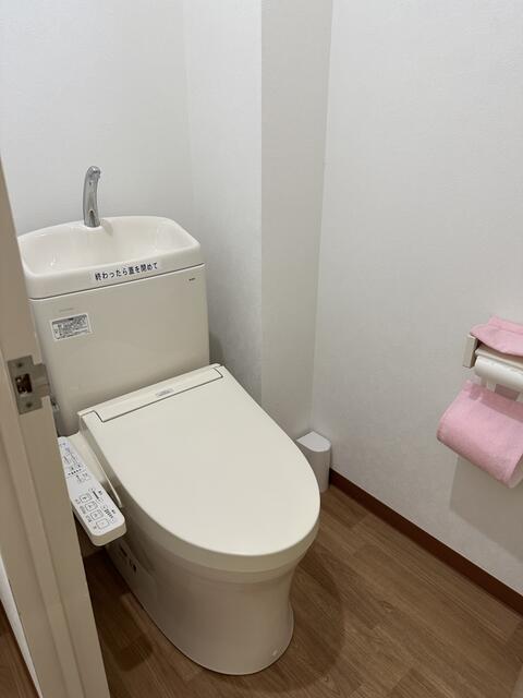１Ｆ個室トイレは洋式でフチなしのお掃除しやすいタイプです。／撮影日2024-10-27