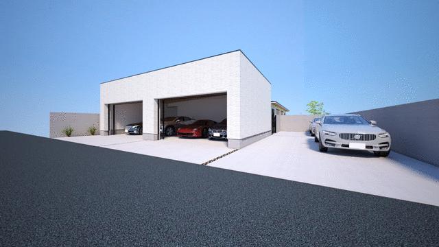 【ガレージ付き　平屋建てプラン】イメージパース　３ＬＤＫ　延
