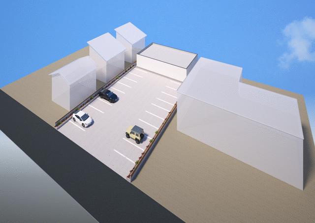【オフィスプラン②】イメージパース　平屋建て事務所４３坪　駐