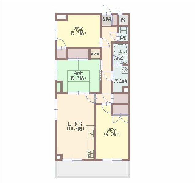 間取り図／【５階角部屋】間取図