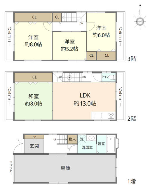 シャッターガレージ付き４ＬＤＫの間取りです♪