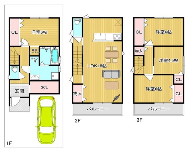 ガレージ付き広々４ＬＤＫ。収納豊富な間取です。