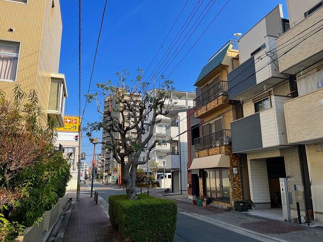 現地を含む前面道路です。前面道路は歩道付きの広々とした公道約