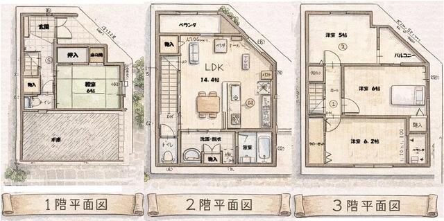 ガレージ付きの広々４ＬＤＫ。屋根裏収納庫も付いています。
