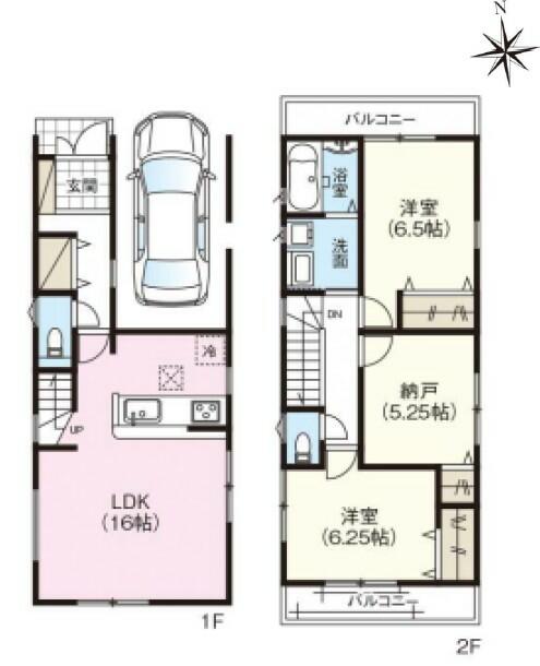１６帖の広々ＬＤＫが魅力の２ＬＤＫ＋納戸プラン。２面バルコニ／撮影日2025-10-02