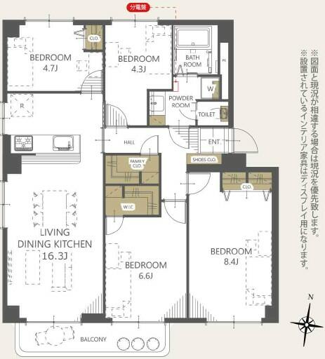 間取り図／４ＬＤＫのゆとりある間取り。ＬＤＫ約１６．３帖を中心に各居室／撮影日2026-01-20
