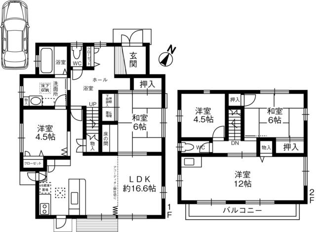 約１２０㎡のゆったりした５ＬＤＫ！勝手口付き！