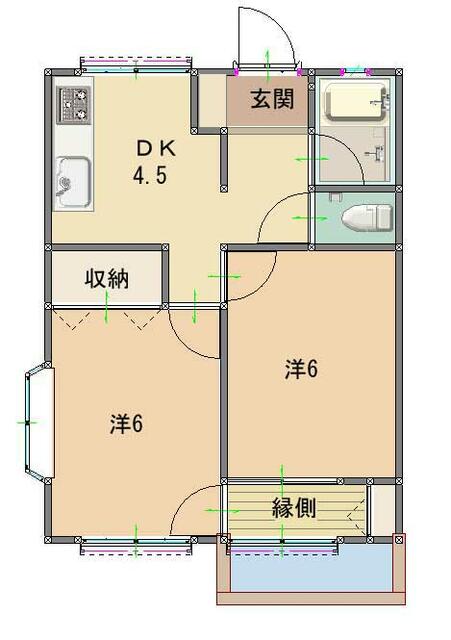 【ハトマークサイト】兵庫県三木市緑が丘町本町1丁目の コーポ緑が丘 105 2DK アパート
