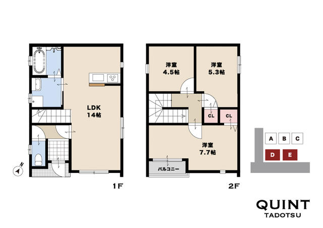Ｄ棟、Ｅ棟の室内図面です。