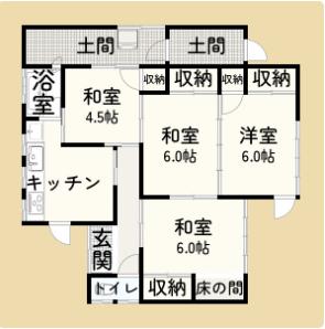間取りは４Ｋ。　４．５帖の和室をリフォームでＬＤＫにすること