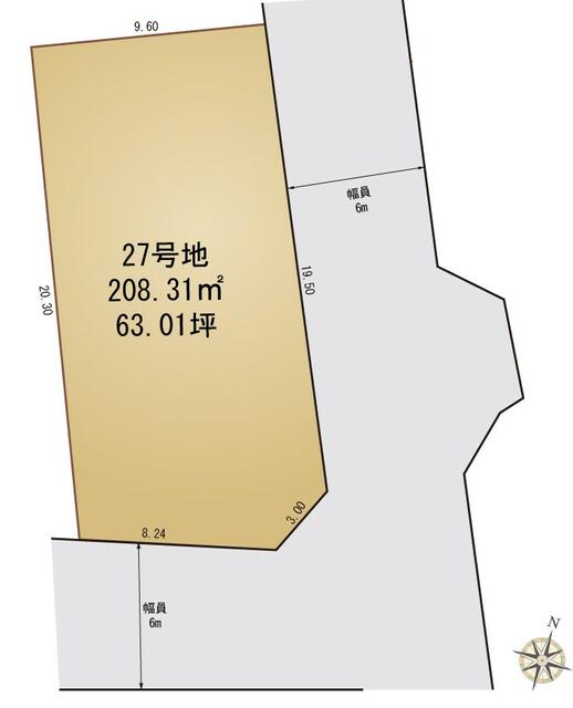 区画図／建築条件付　２７号地　１，４１５万円　６３．０坪