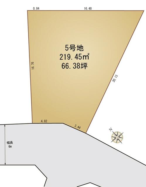 区画図／５号地　１３９０万円　６６．３坪