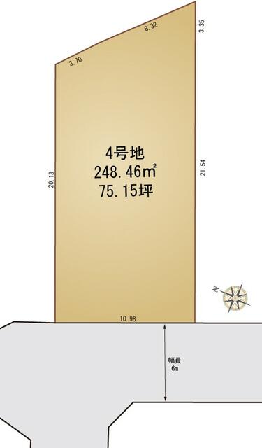 区画図／建築条件付　４号地　１，５７５万円　７５．１坪