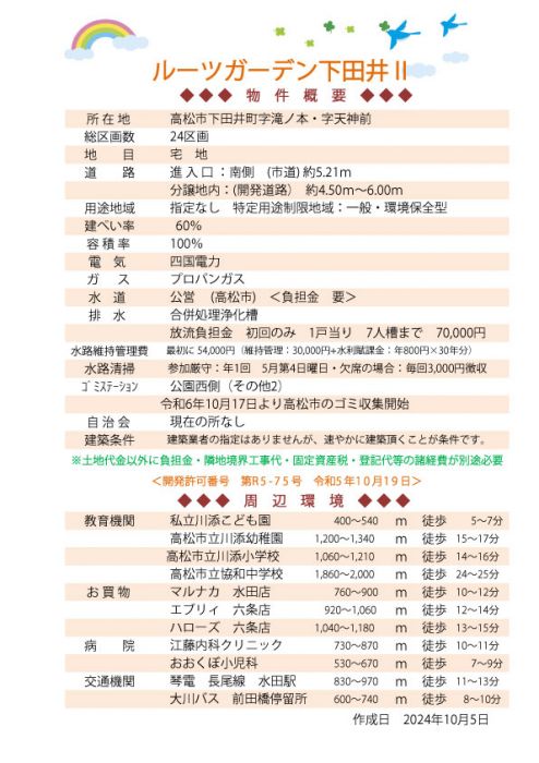 物件概要【ルーツガーデン下田井Ⅱ】