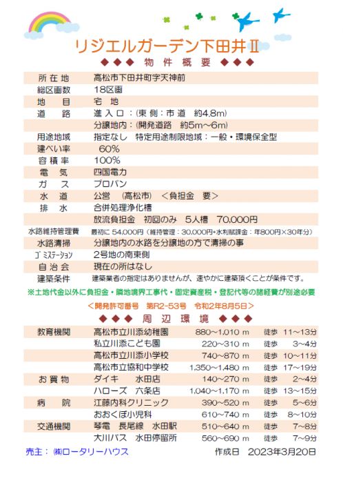 物件概要【リジエルガーデン下田井Ⅱ】