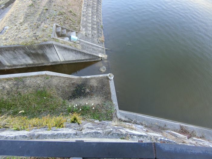 東側、石積擁壁あり