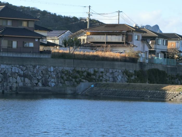 東側、石積擁壁あり