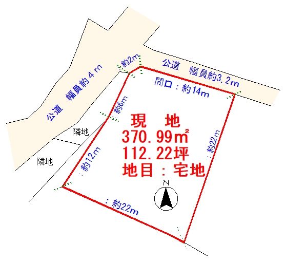区画図／１１２坪超の広い敷地　建築条件なし
